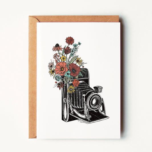 Floral Vintage Camera II Greeting Card