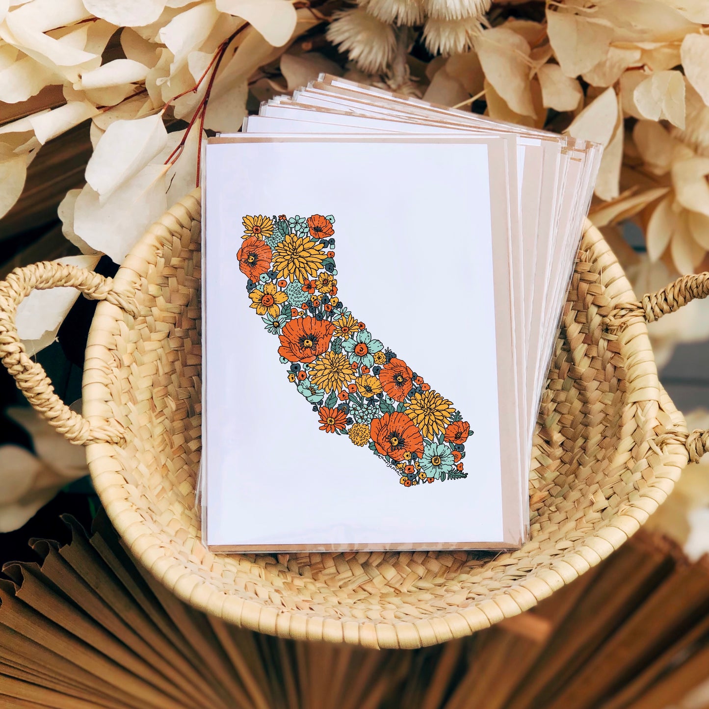 California State Floral Outline Greeting Card