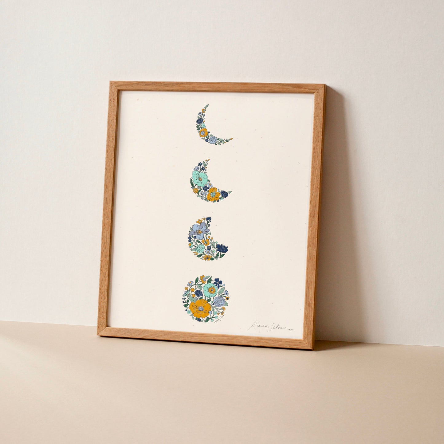 Moon Phase Blossoms Art Print