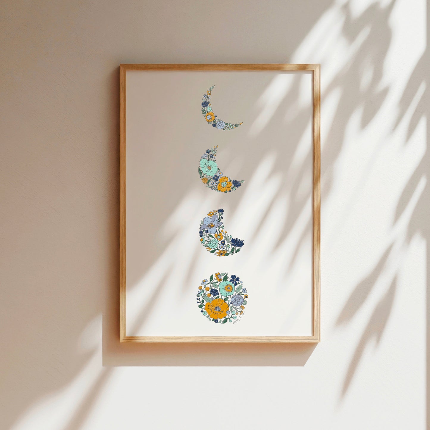 Moon Phase Blossoms Art Print