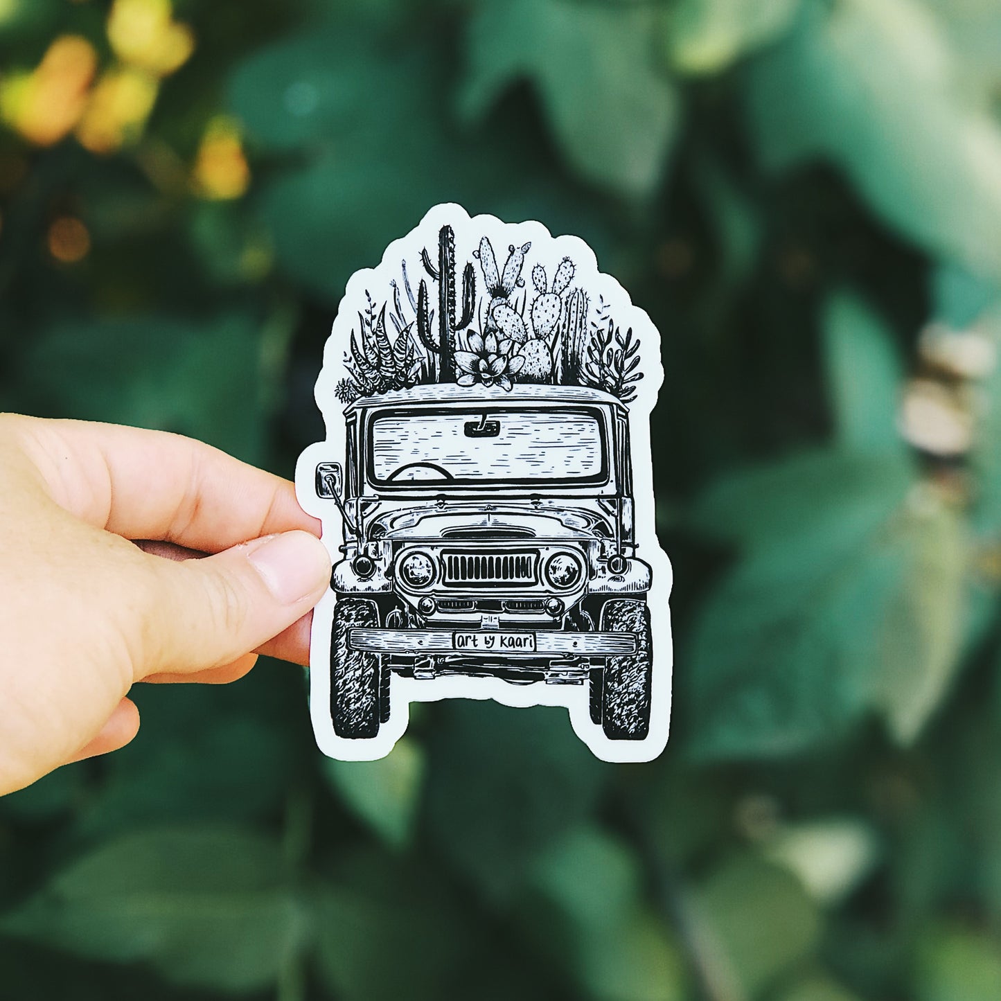 Cacti Jeep Vinyl Sticker