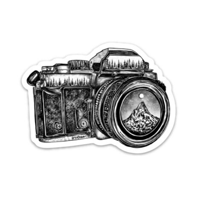 Camera + Mountain Lens Vinyl Sticker