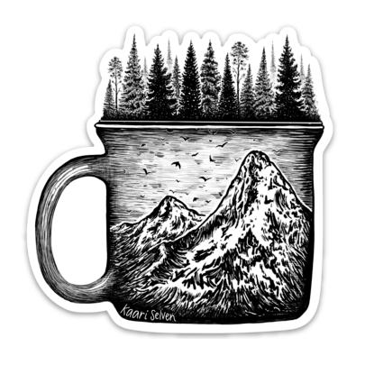 Forested Coffee Mug Vinyl Sticker