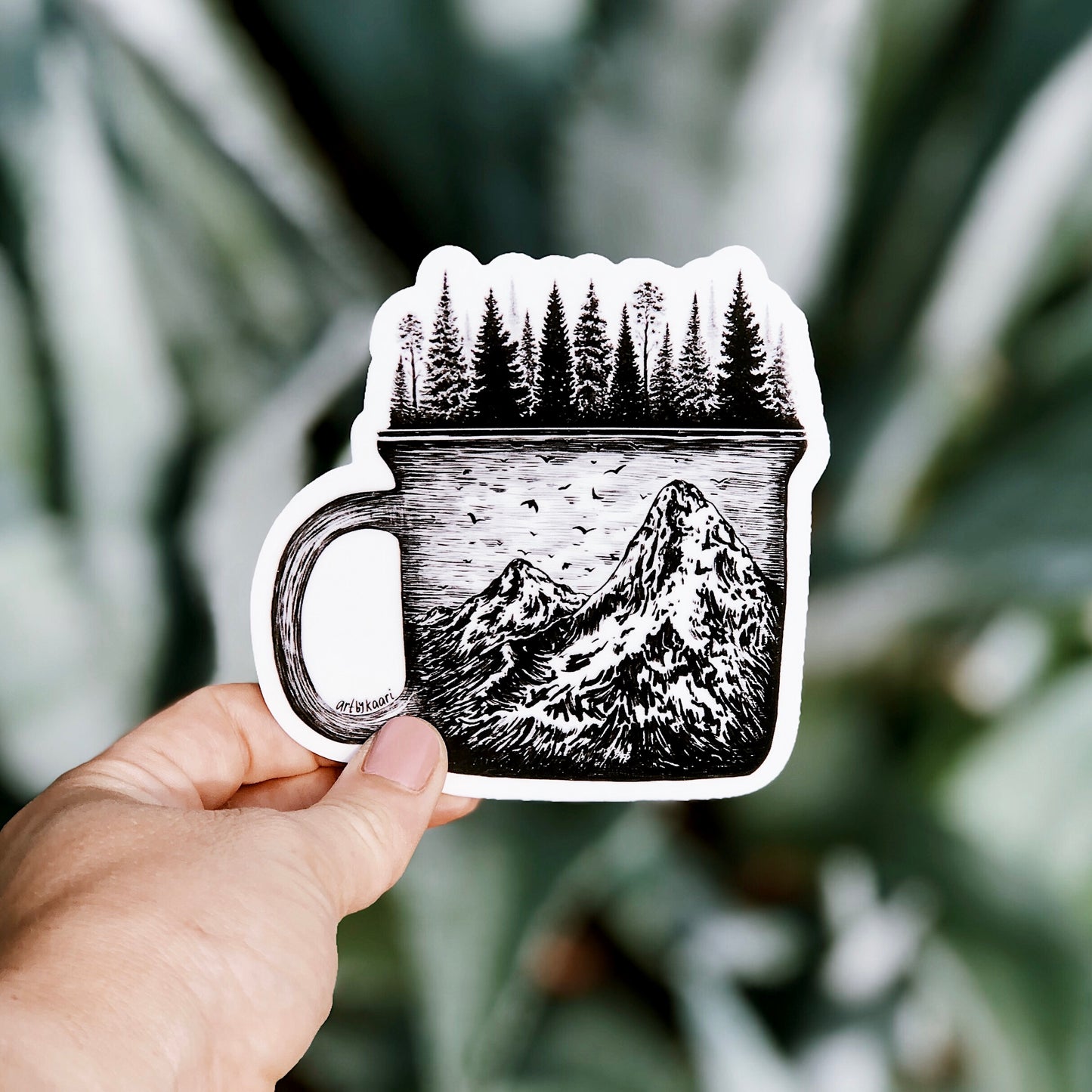 Forested Coffee Mug Vinyl Sticker