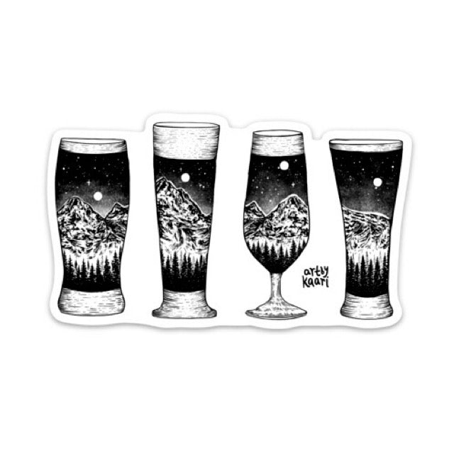 Mountain Beer Glasses Vinyl Sticker