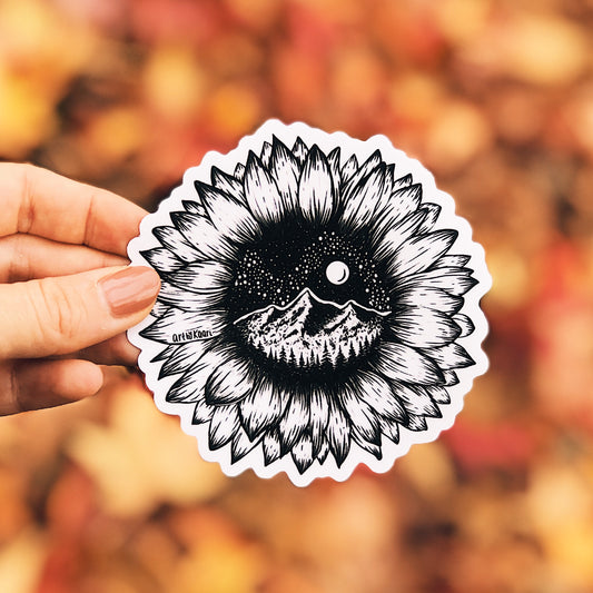 Old Mountain Sunflower Vinyl Sticker