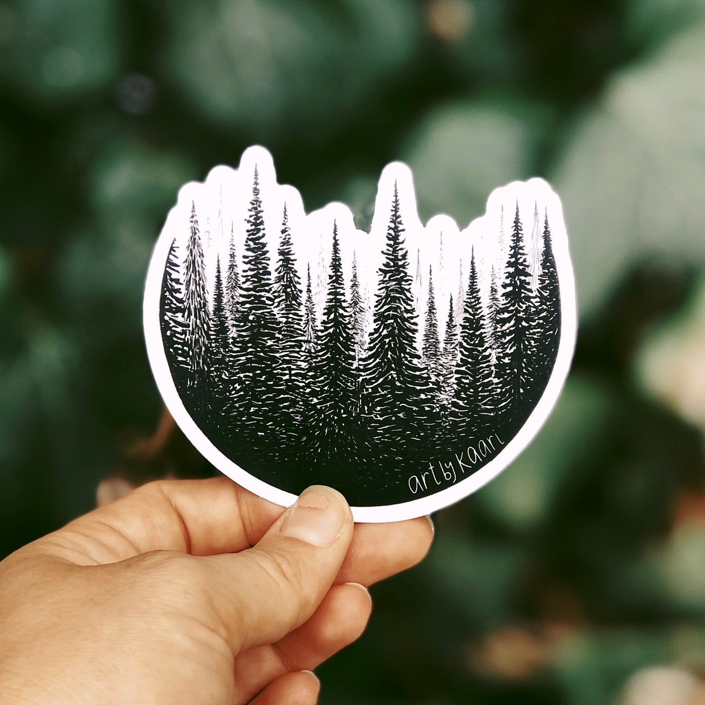 Treescape Circle Vinyl Sticker