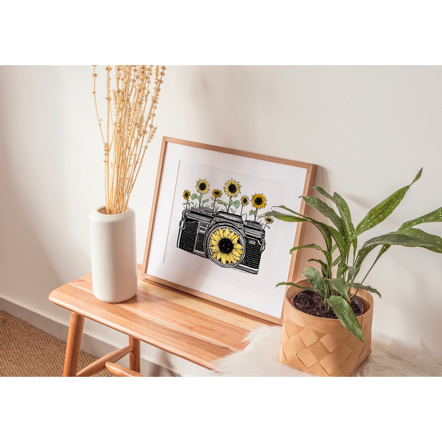 Sunflower Camera in Color Art Print