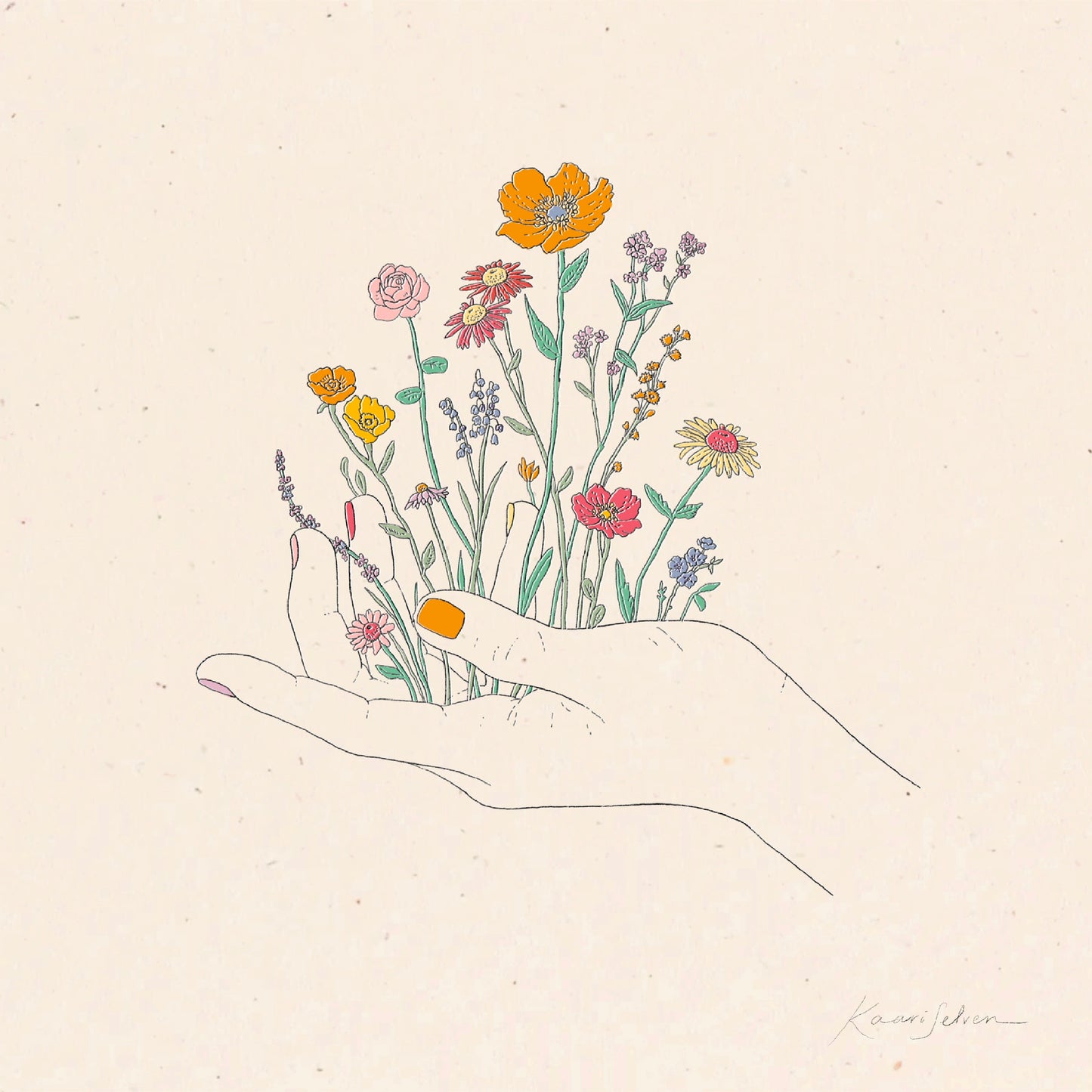 Wildflowers in Hand Art Print