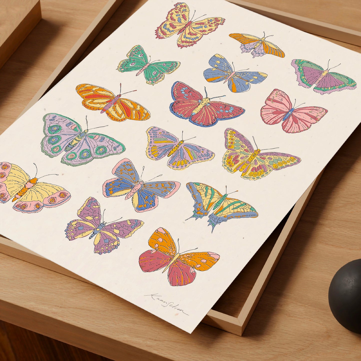 Retro Butterflies Art Print