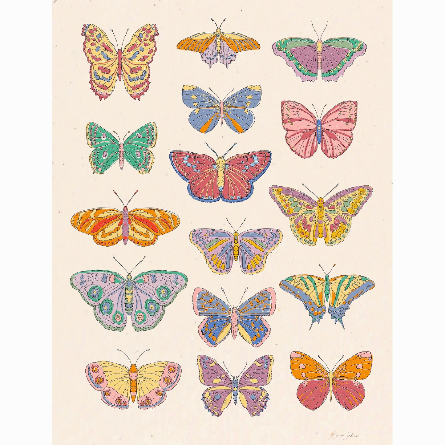 Retro Butterflies Art Print