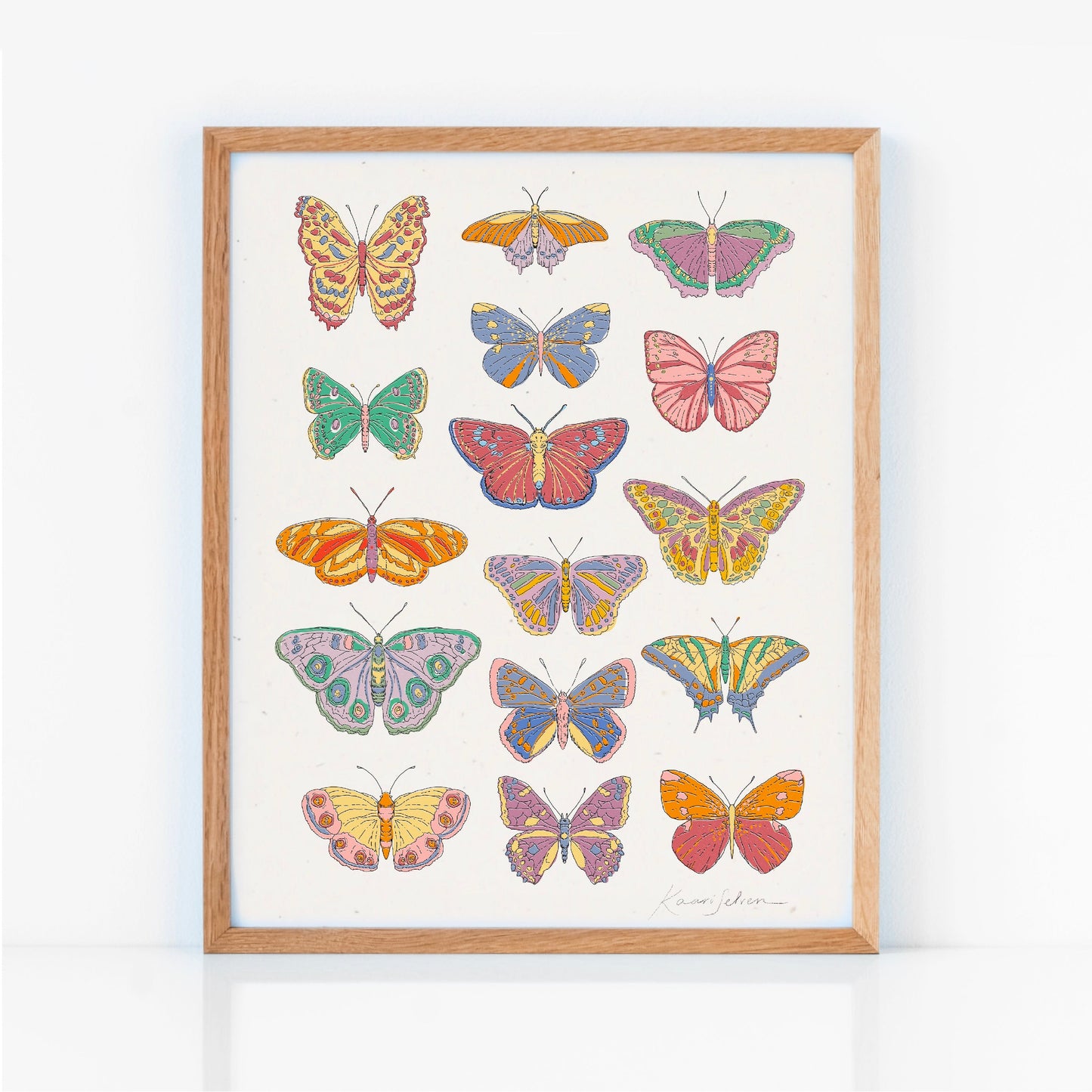 Retro Butterflies Art Print