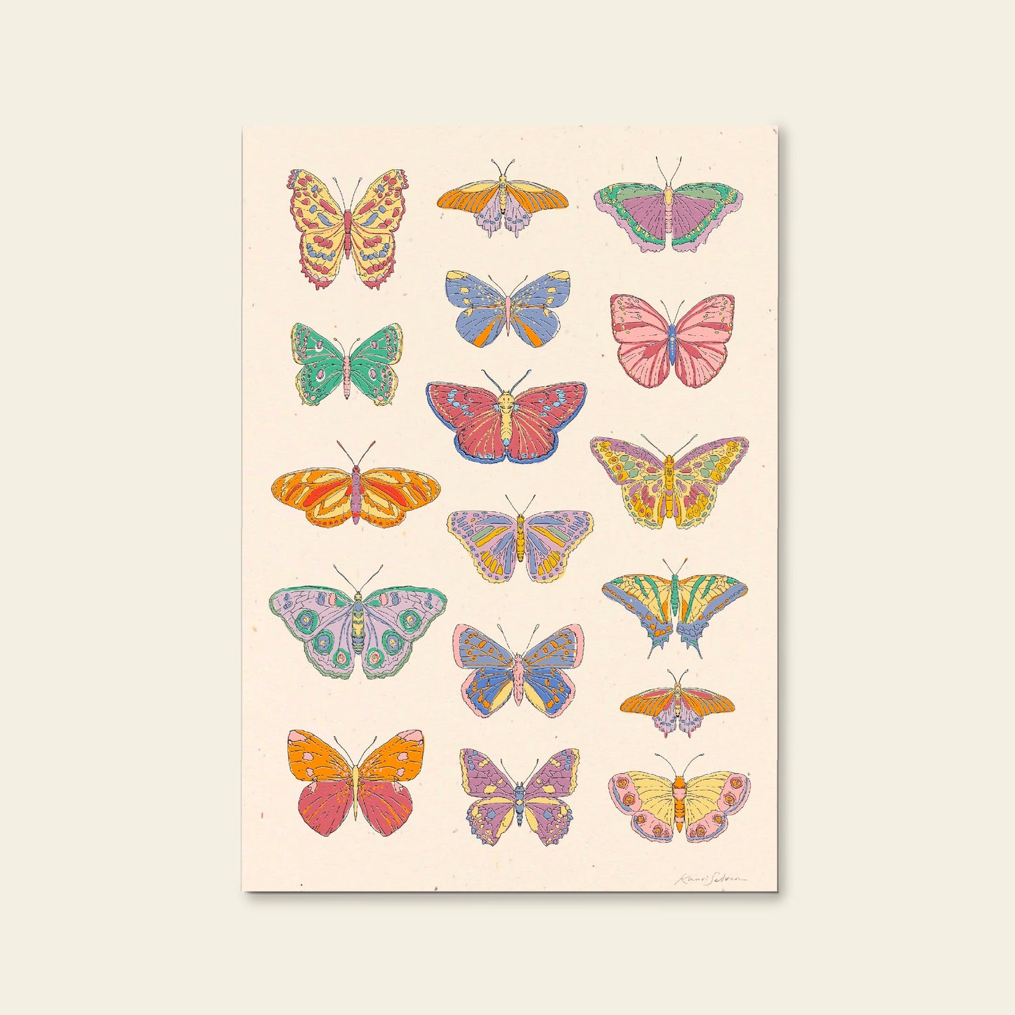 Retro Butterflies Art Print