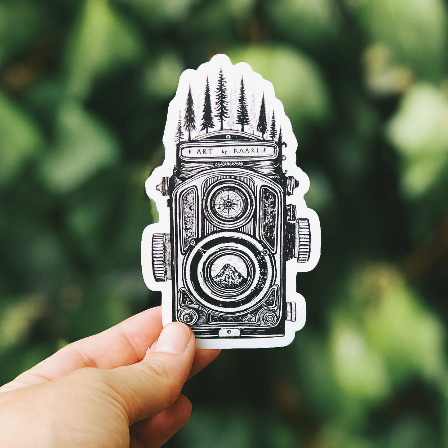 Forested Vintage Camera Vinyl Sticker