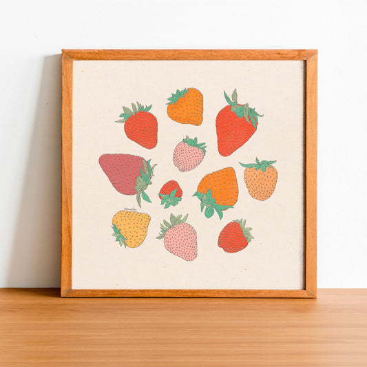 Just Strawberries Circle Art Print