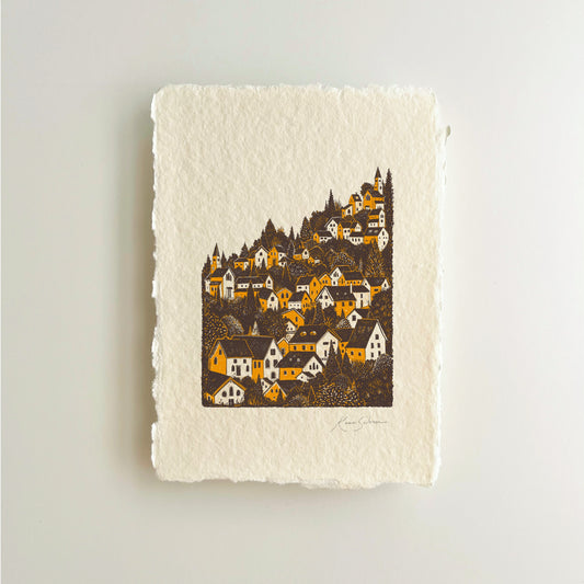 Village on a Hill Heirloom Art Print