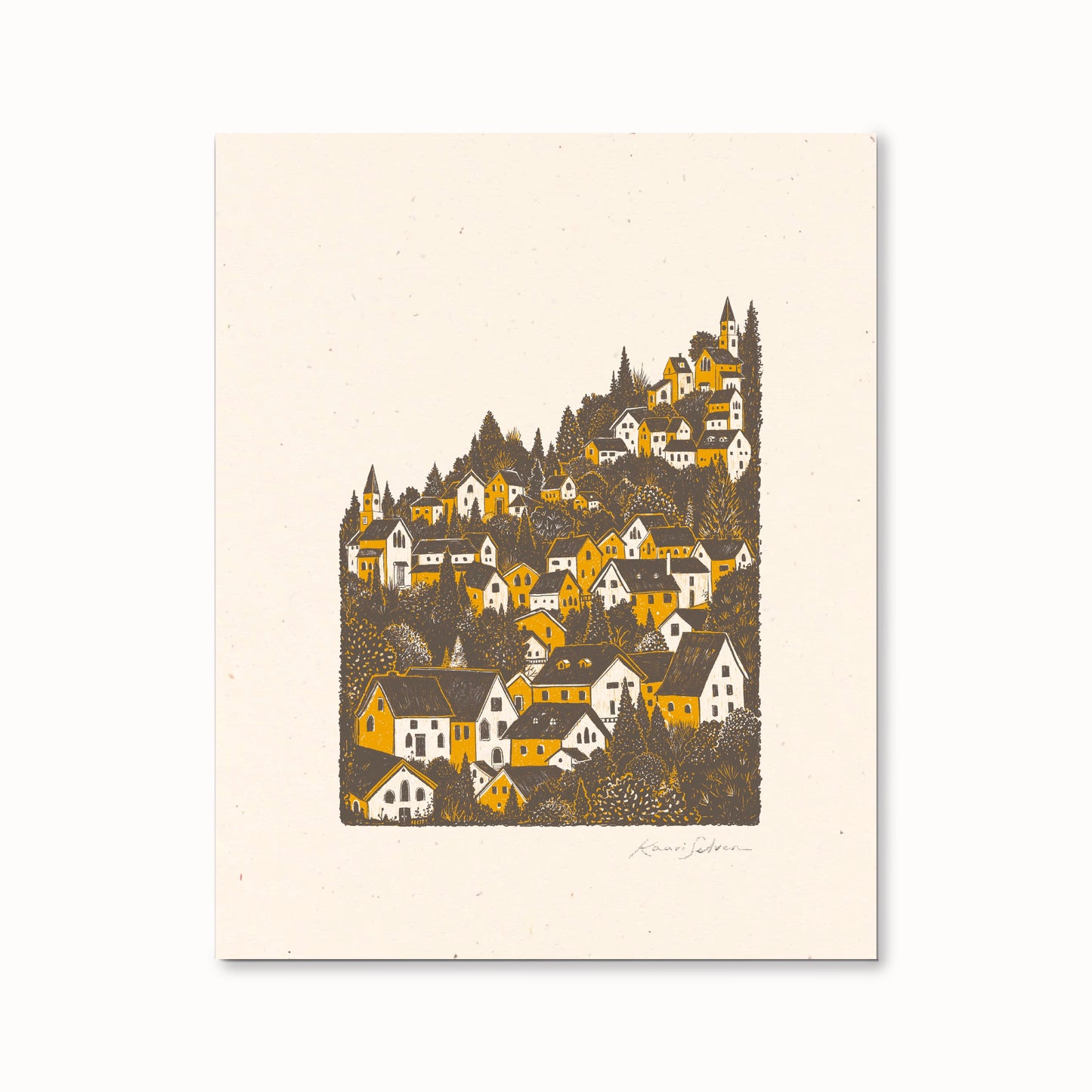 Village on a Hill Art Print - Open Edition