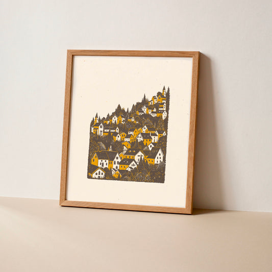 Village on a Hill Art Print - Open Edition