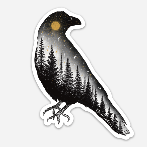 Forested Bird Vinyl Sticker
