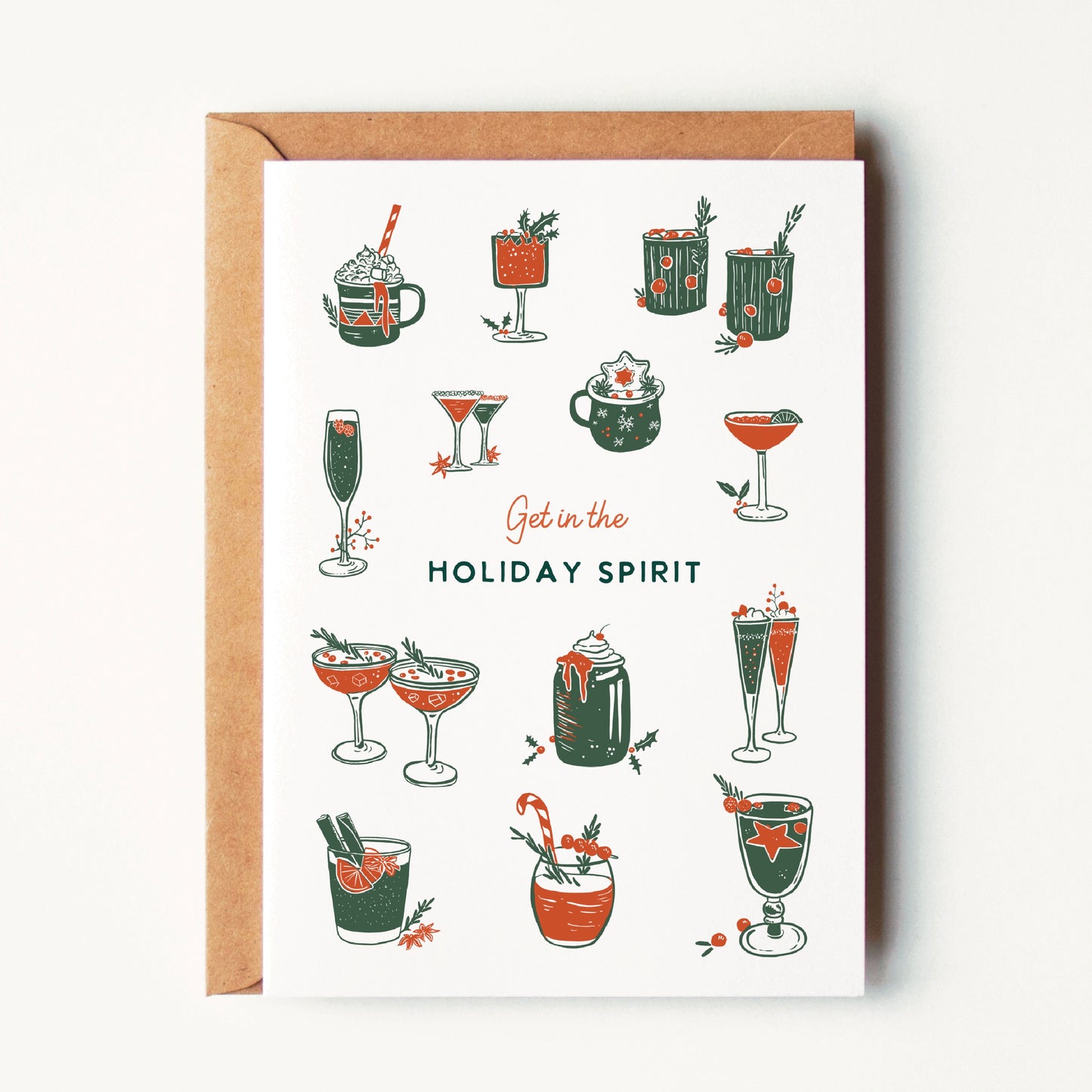 Get In the Holiday Spirit, Cocktail Themed Greeting Card