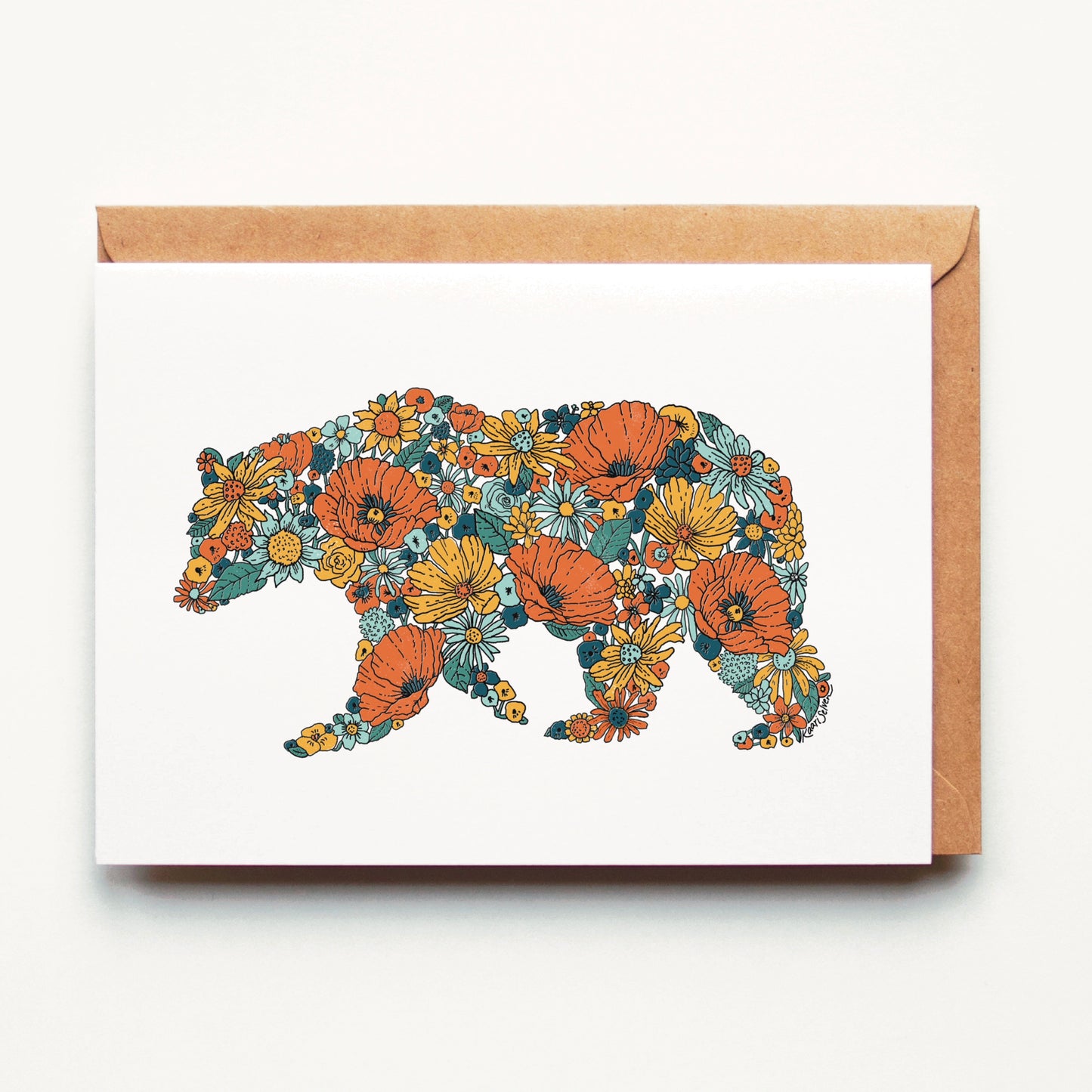 Floral Bear Greeting Card