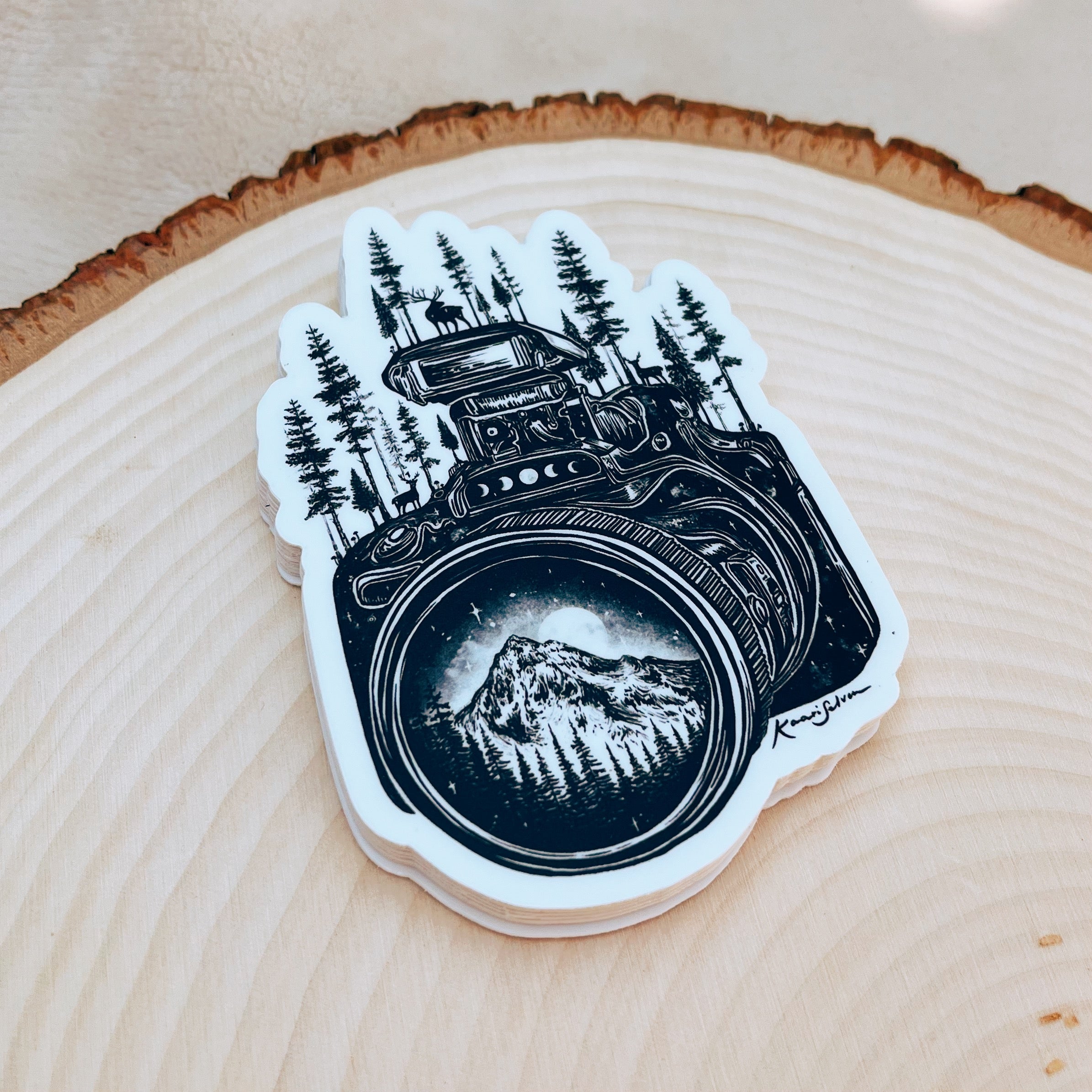 Forested Camera + Mountain Lens II Vinyl Sticker