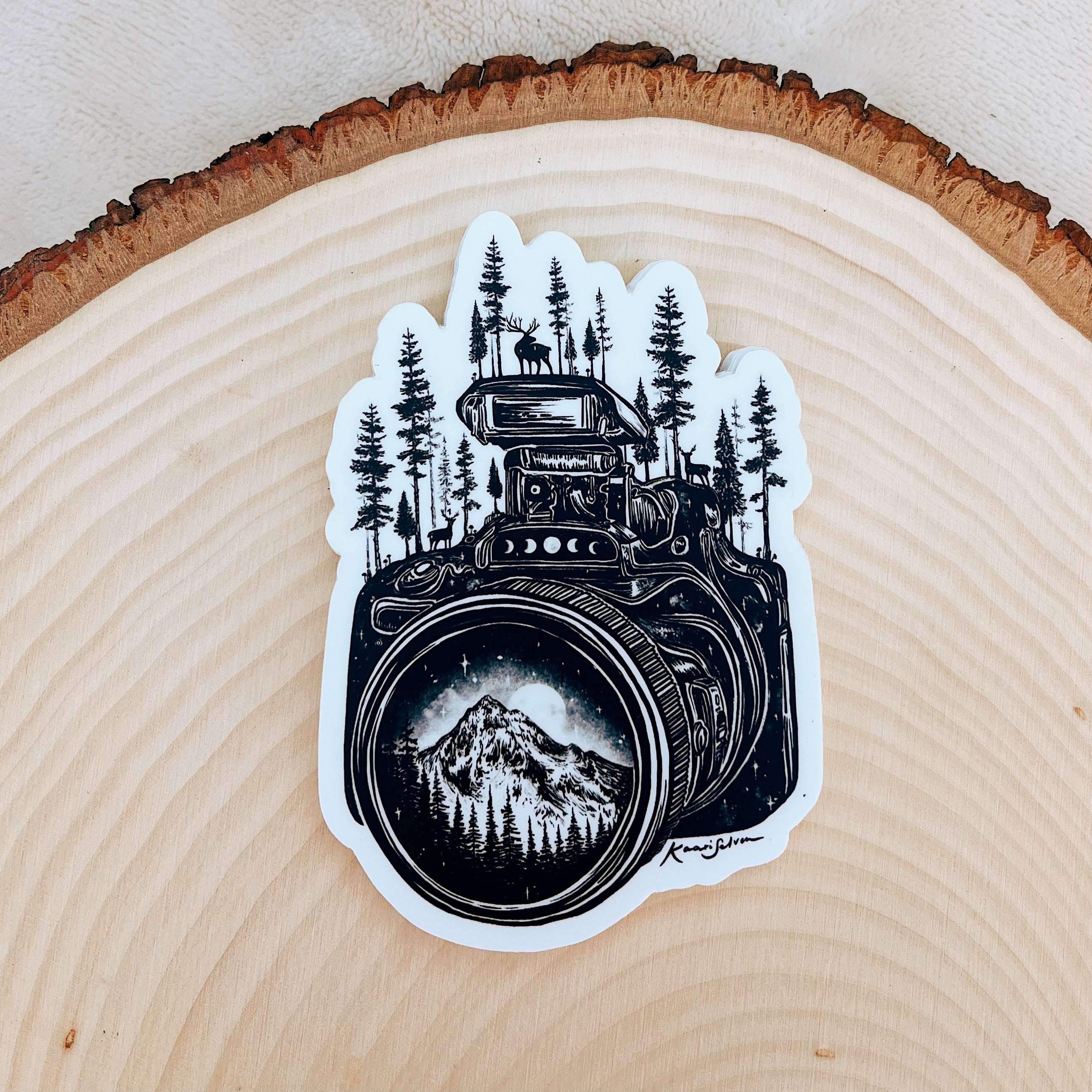 Forested Camera + Mountain Lens II Vinyl Sticker