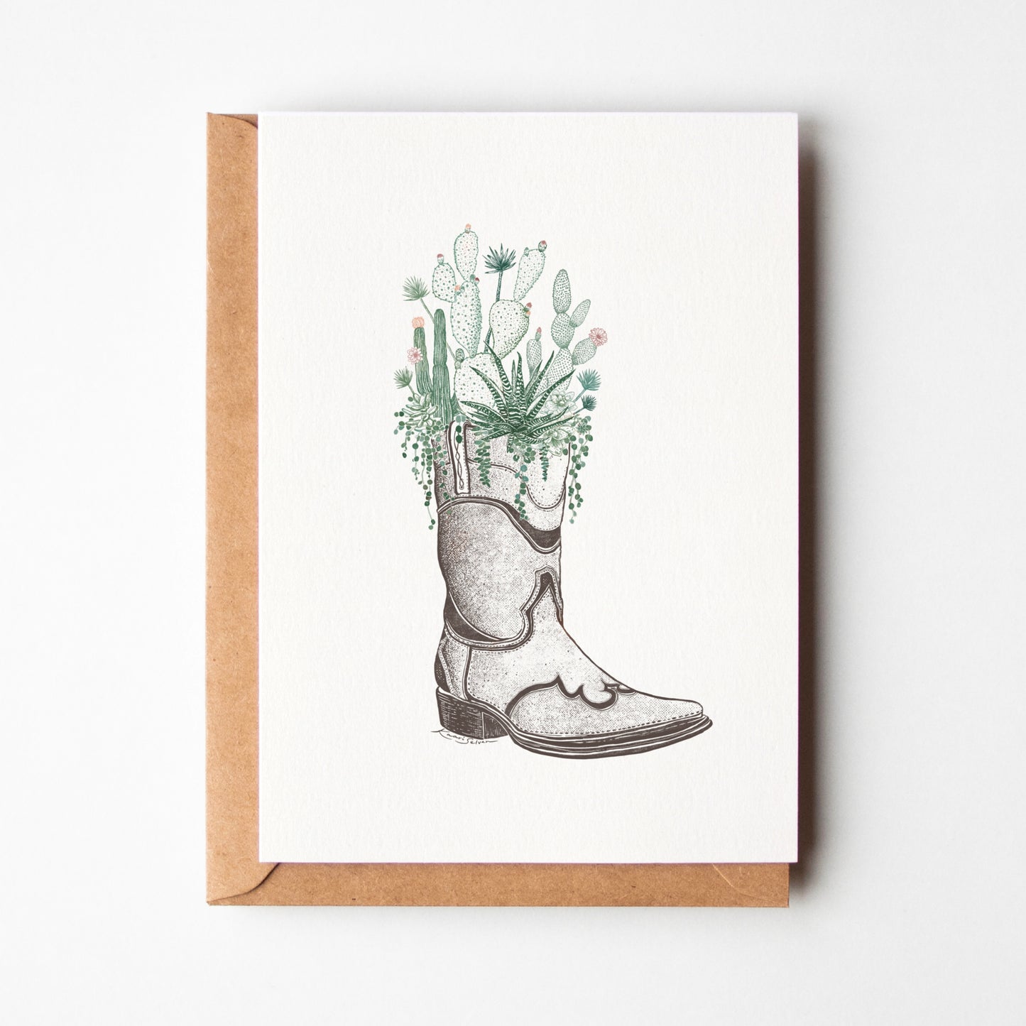 Cactus Cowboy Boot Greeting Card