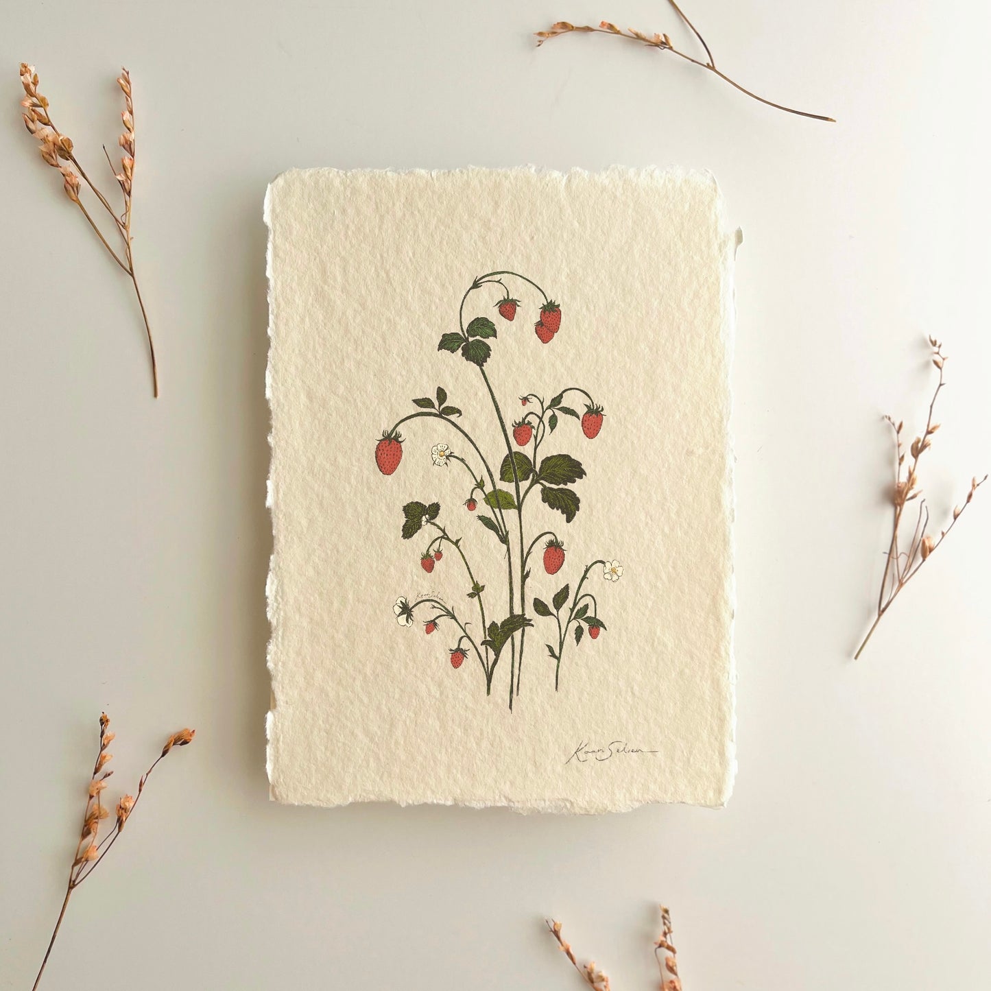 Strawberry Sprig Heirloom Art Print