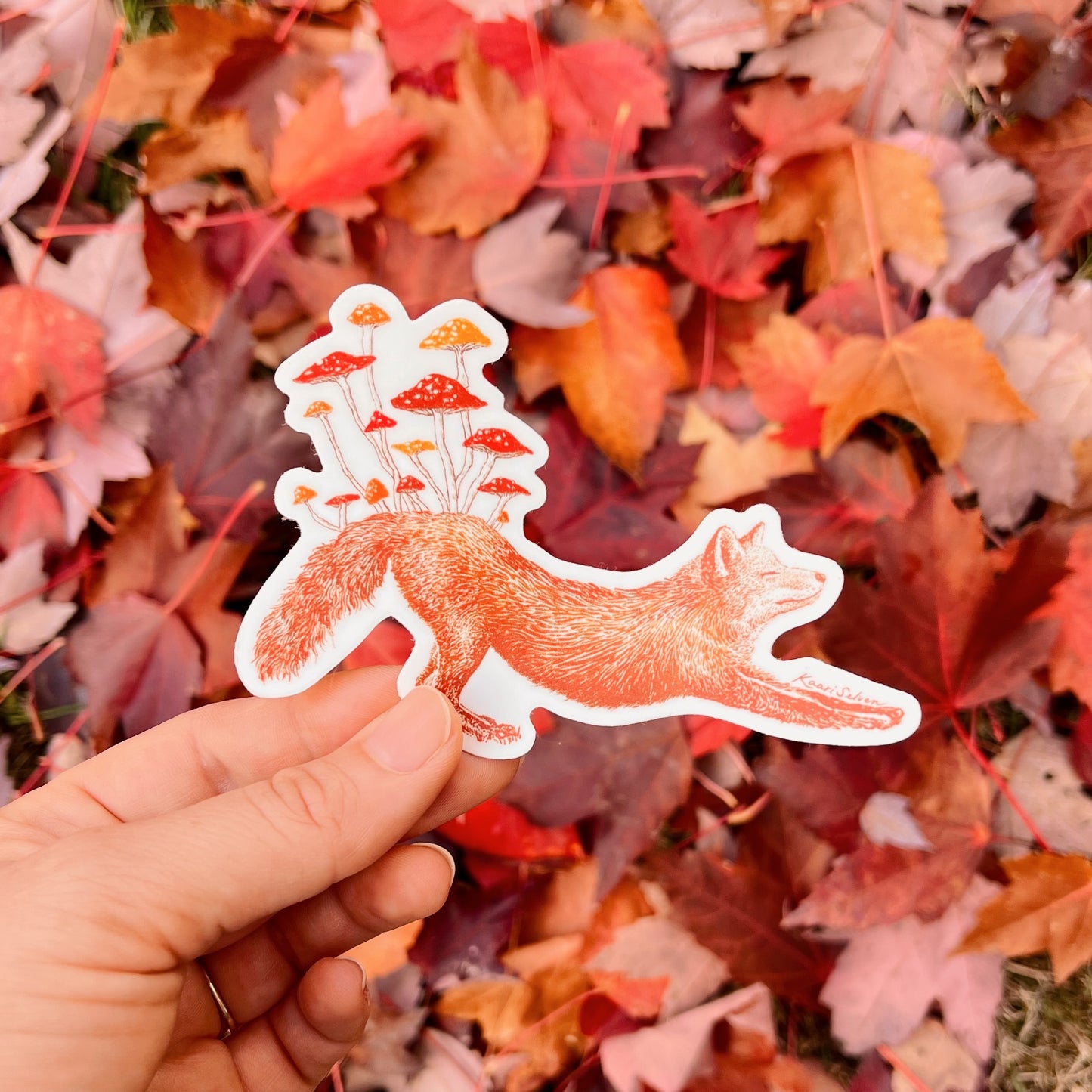 Mushroom Fox Vinyl Sticker