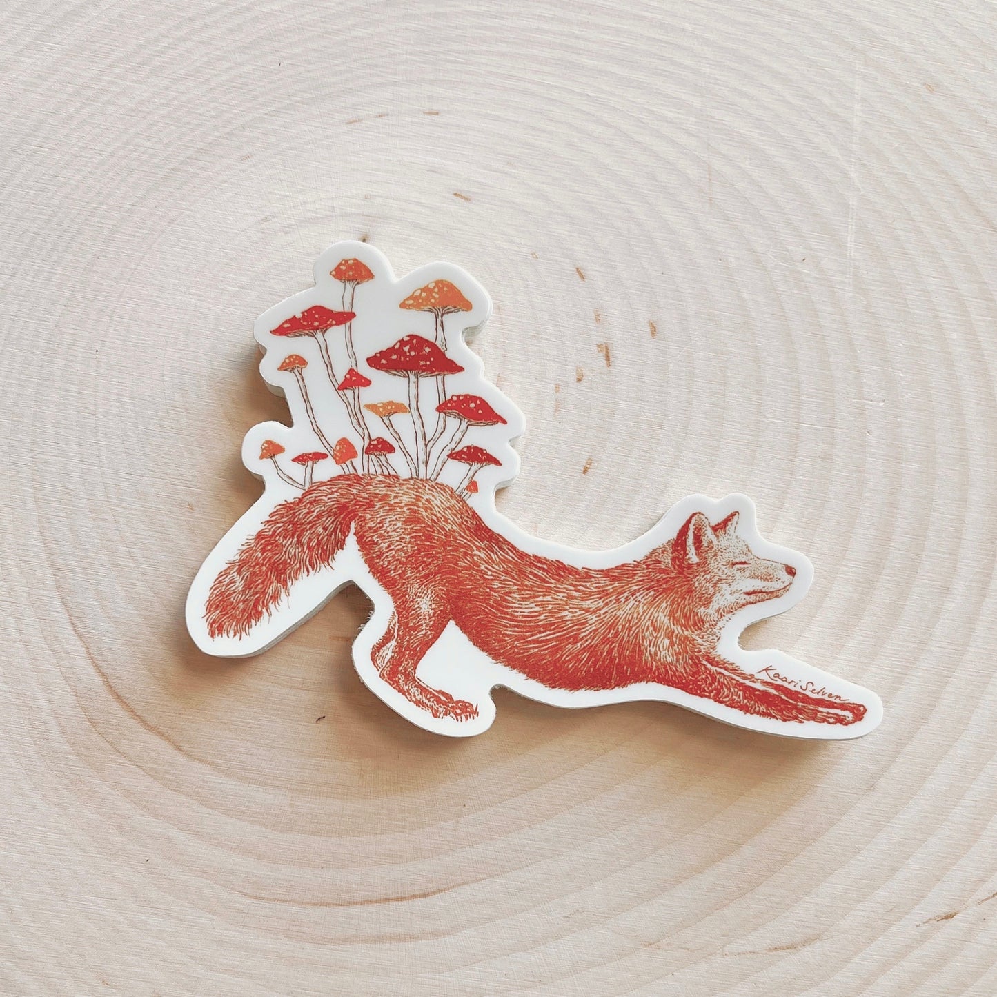Mushroom Fox Vinyl Sticker