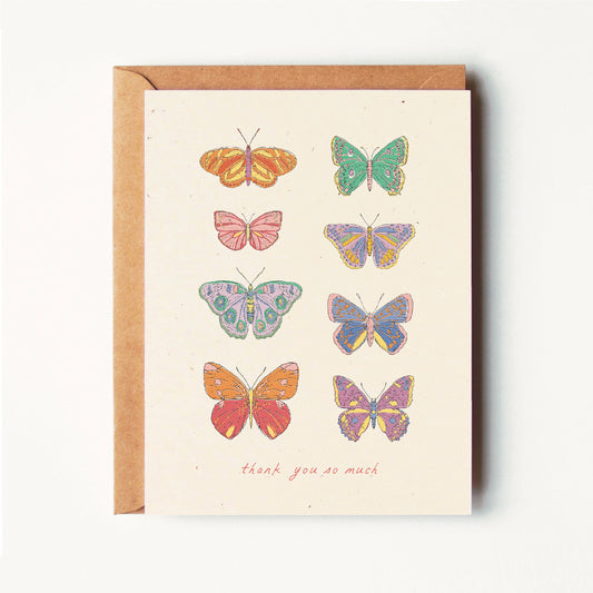 Thank You So Much - Retro Butterflies - Greeting Card