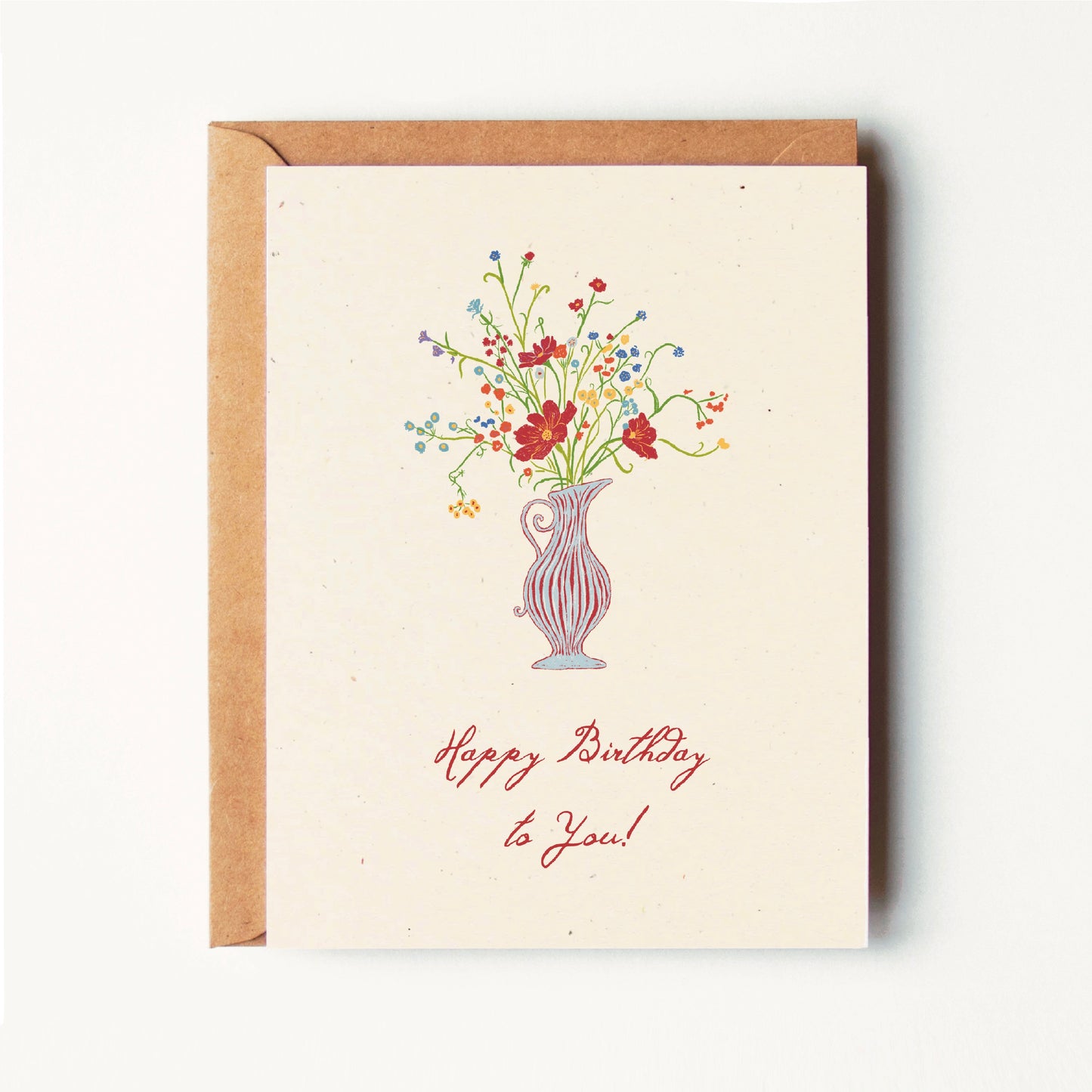 Happy Birthday To You - Striped Flower Vase - Greeting Card