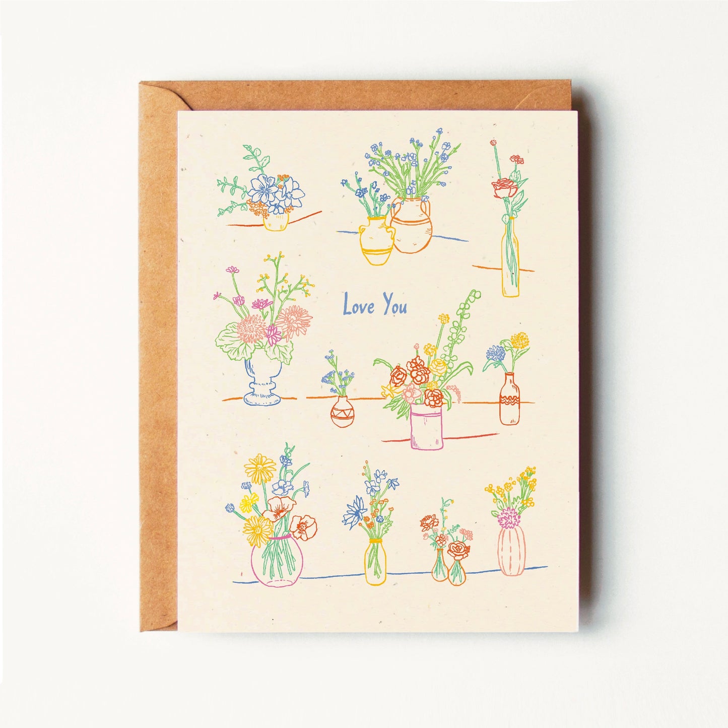 Love You - A Multitude of Vases - Greeting Card