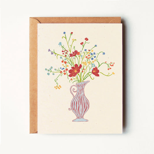 Striped Flower Vase - Everyday Greeting Card
