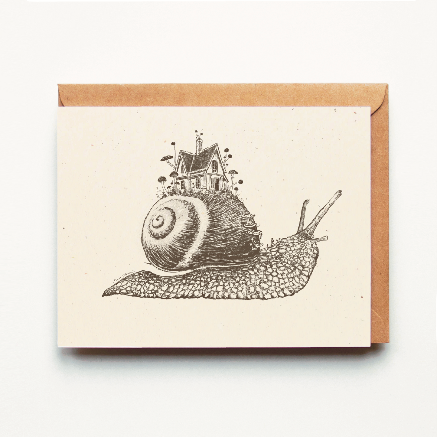 Mushroom Snail House - Greeting Card