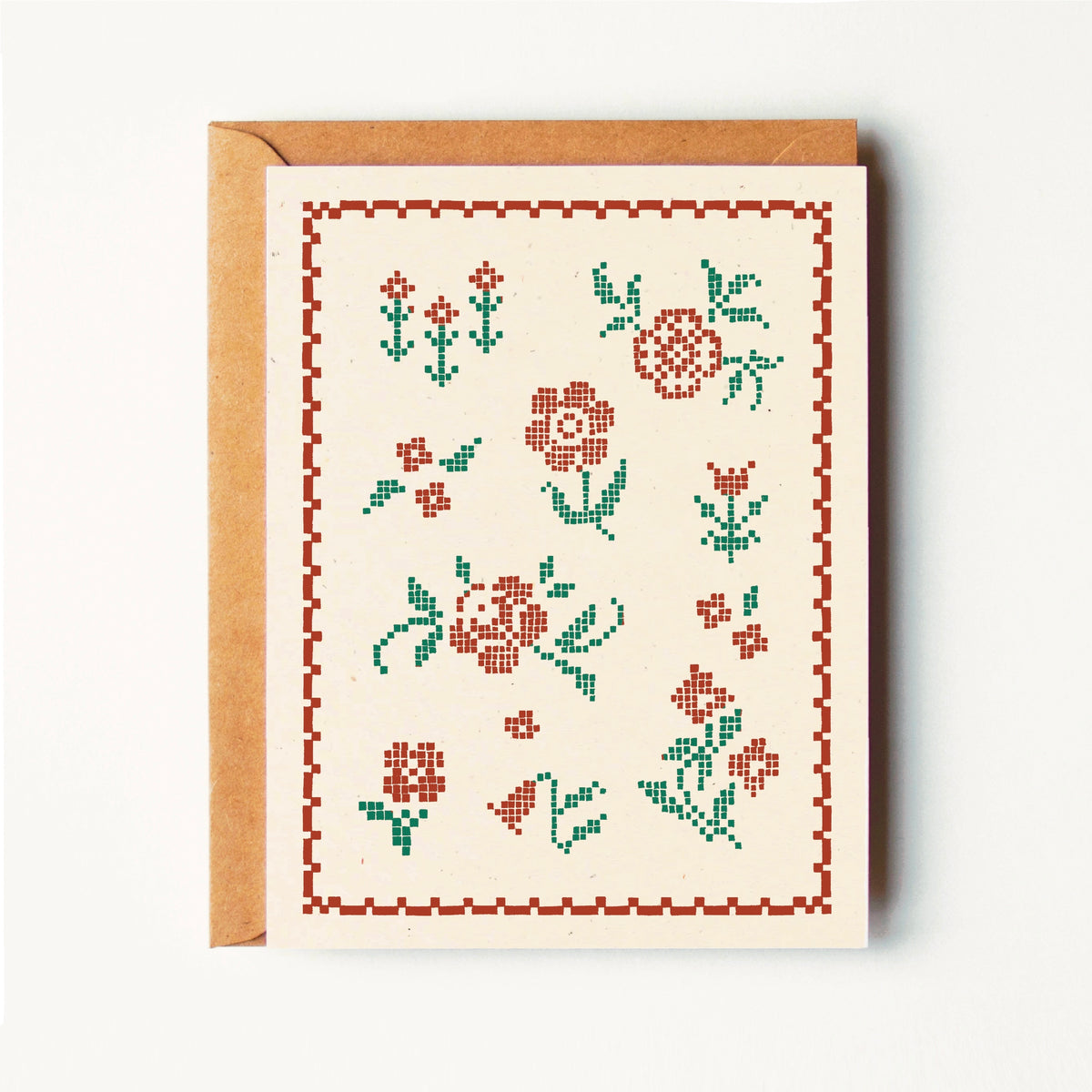Floral Embroidery Cross Stitch Study - Everyday Greeting Card