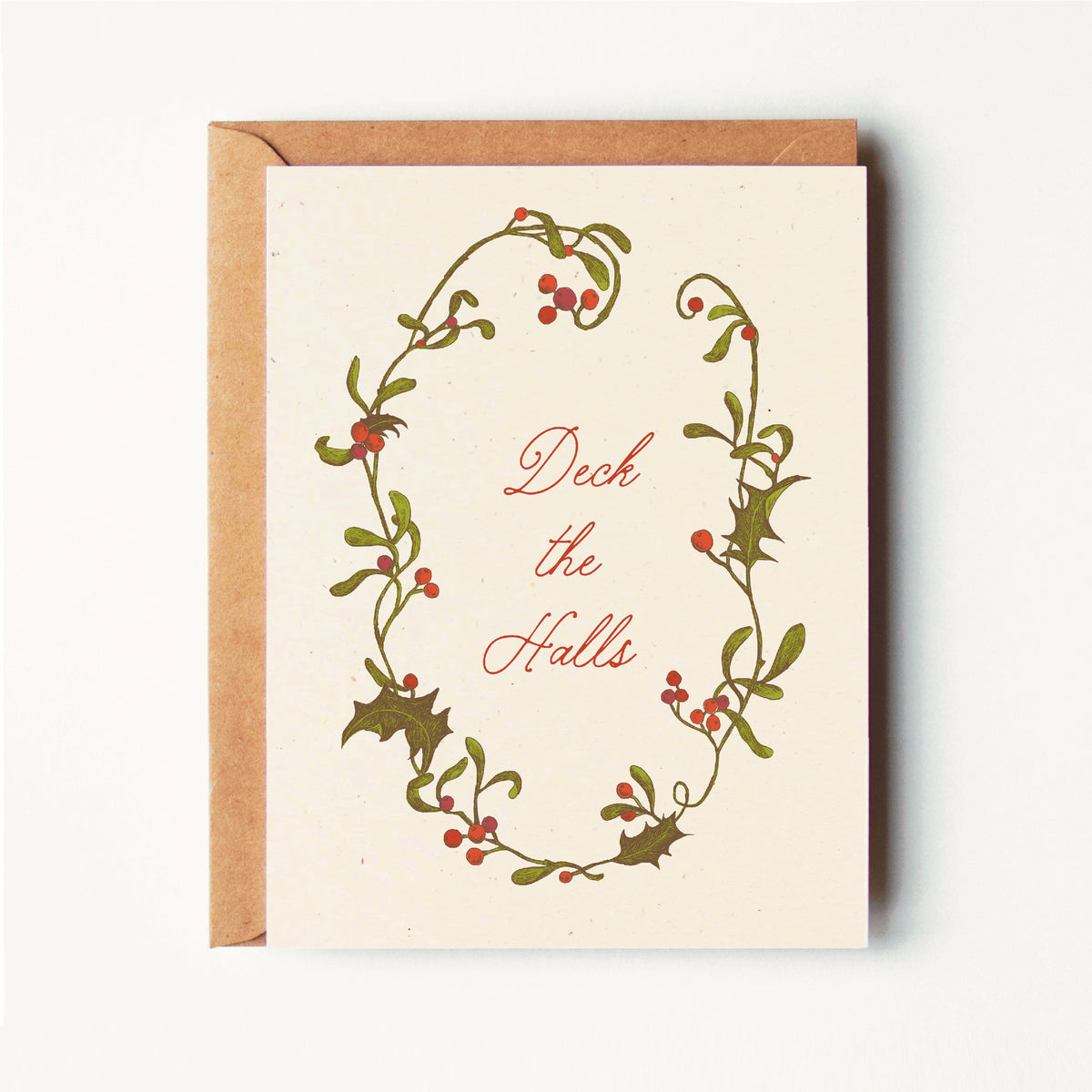 Deck the Halls - Mistletoe & Winterberry Wreath Holiday Card