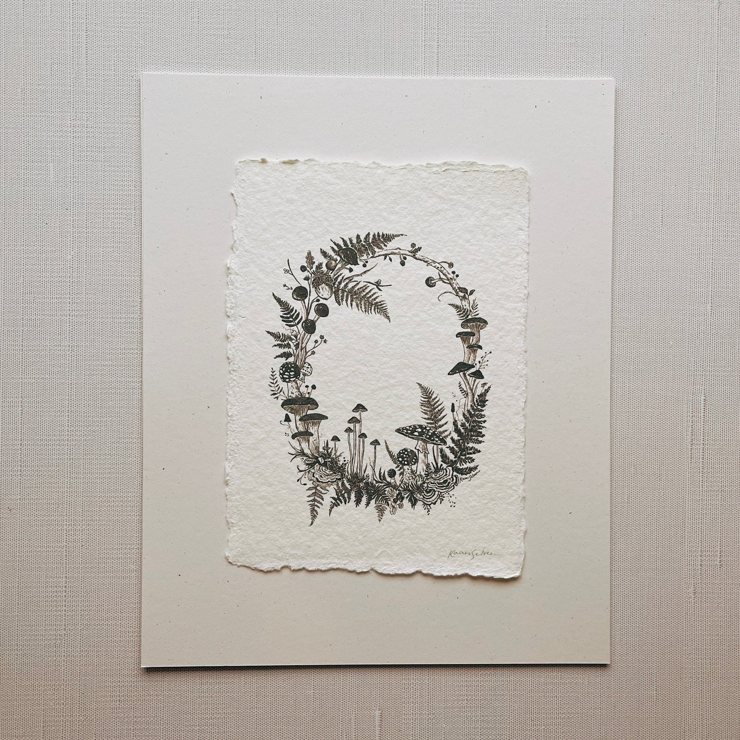 Mushroom Wreath Heirloom Art Print