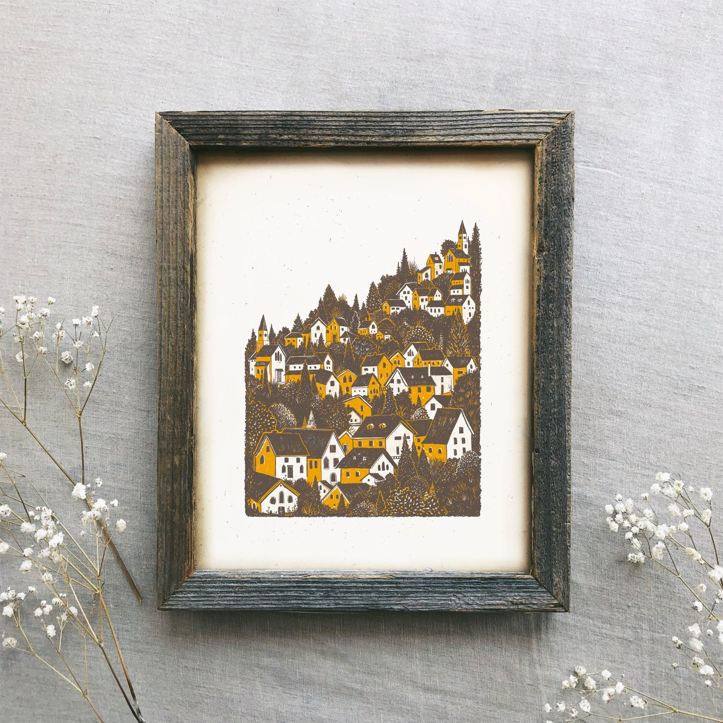 Village on a Hill Art Print - Open Edition