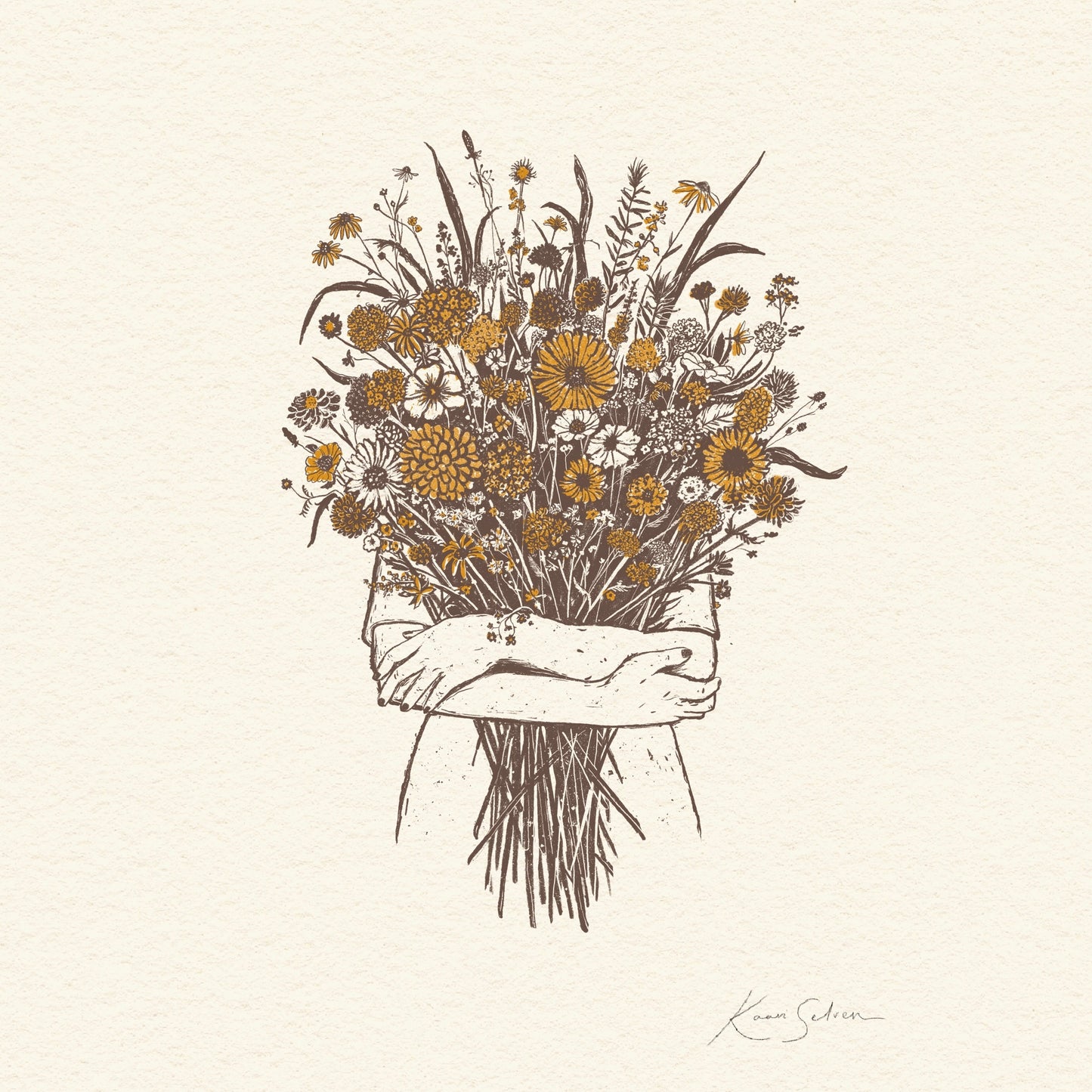 Flowers in Her Arms Heirloom Art Print