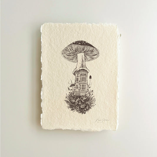 Mushroom House III Heirloom Art Print