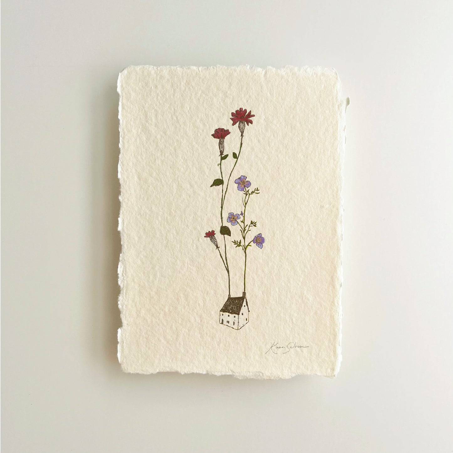 Little House in Bloom III Heirloom Art Print