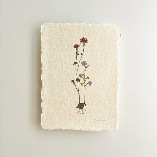 Little House in Bloom III Heirloom Art Print