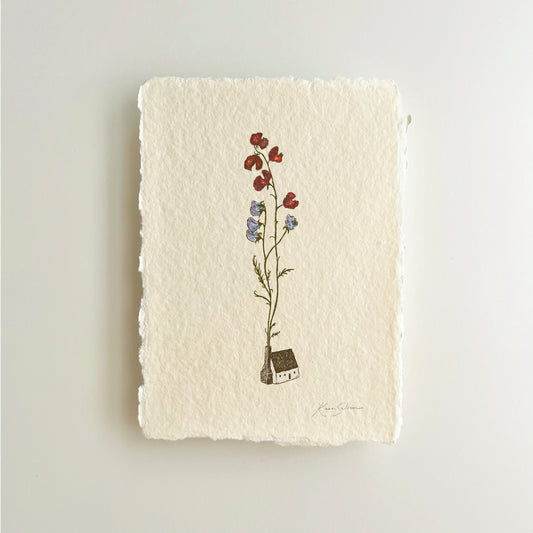 Little House in Bloom II Heirloom Art Print