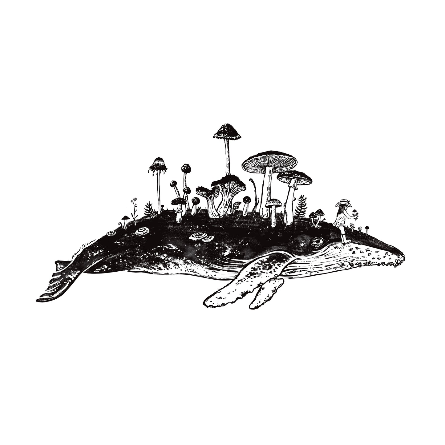 Mushroom Whale Art Print