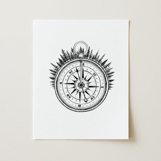 Forested Compass Art Print