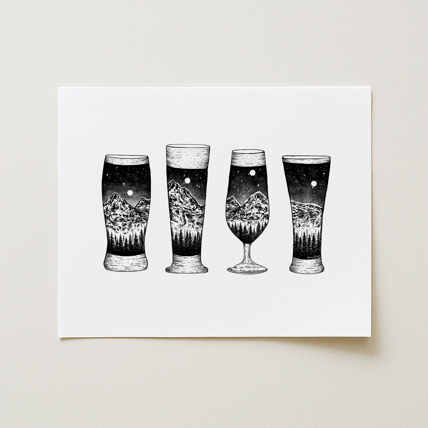 Mountain Beer Glasses Art Print