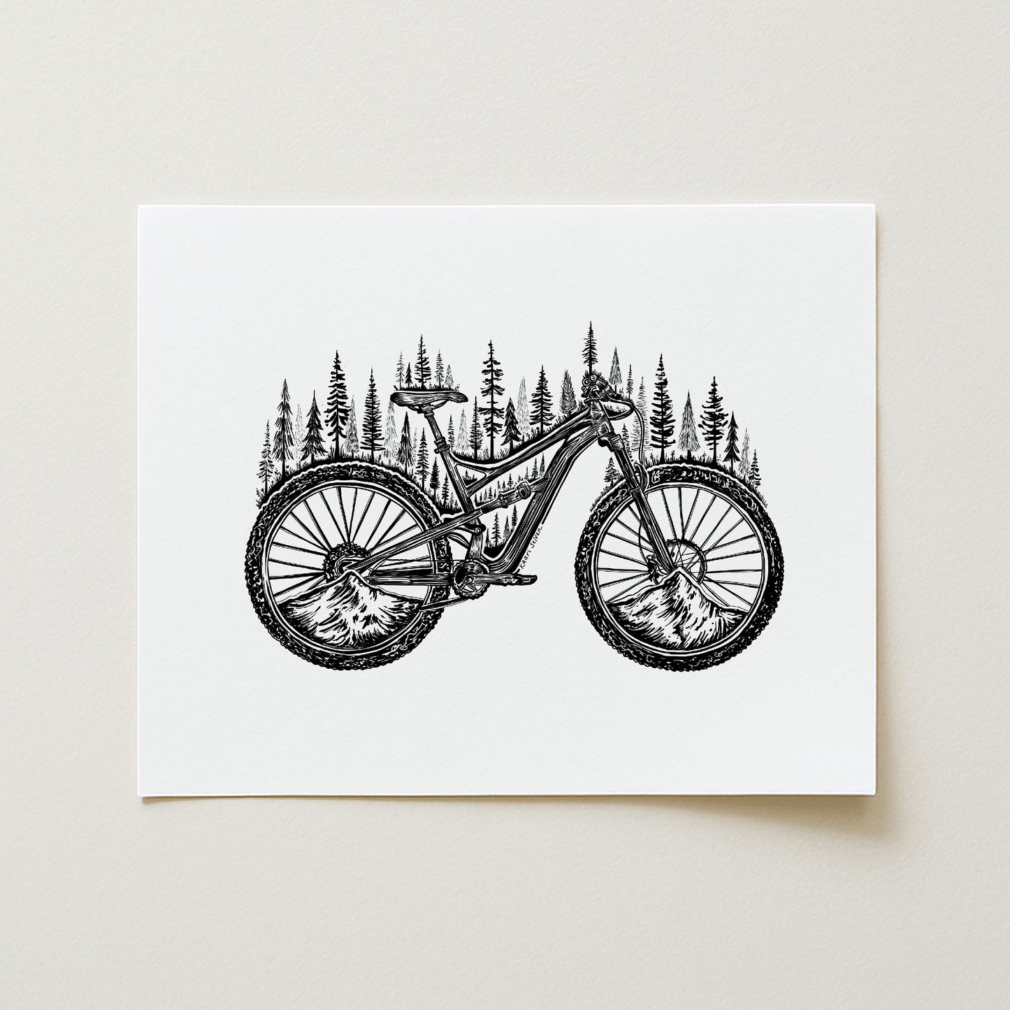 Forested Bicycle Art Print