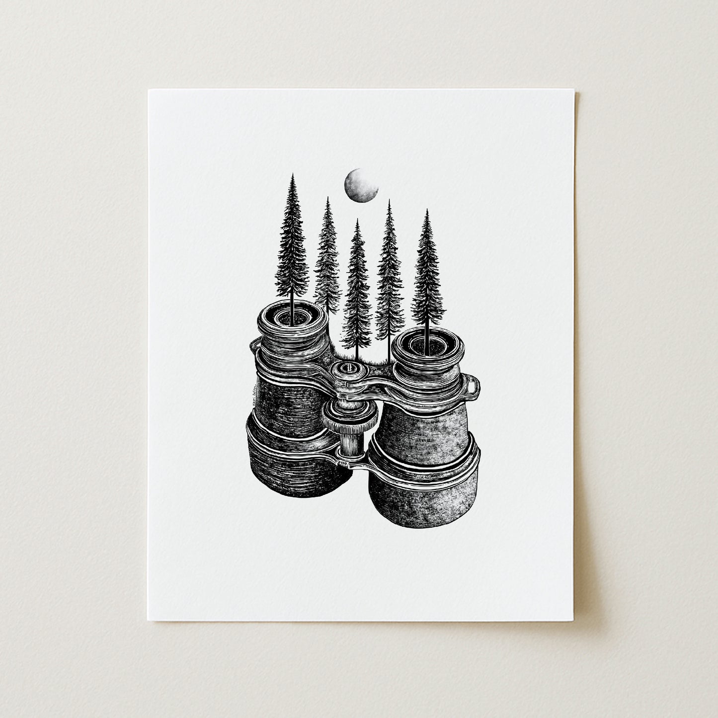 Forested Binoculars Art Print